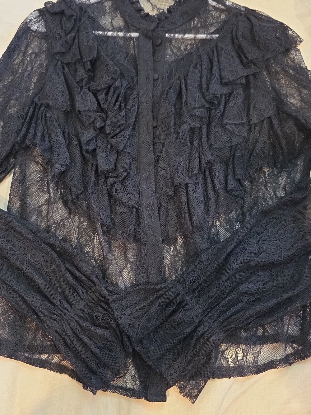 Jealous Tomato Black Lace Ruffle Top